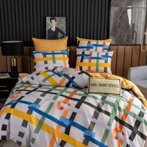 Viva home textile Комплект постельного белья Делюкс Сатин на резинке LR428