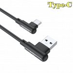 Кабель USB BOROFONE BX58 Lucky USB - Type-C , 3А, 1 м, черный, Г-образный зарядка и передача данных