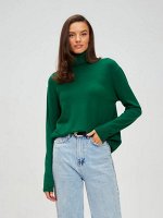 Тонкий свитер с высоким горлом Oversize изумруд