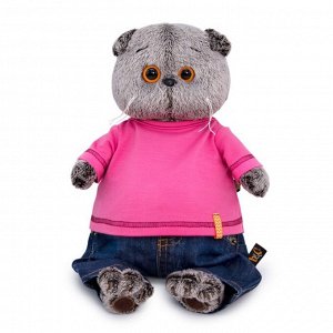 BUDI BASA Мягкая игрушка «Басик в джинсах и малиновой футболке», 30 см