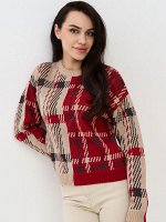 Джемпер женский 9232-94012   2700761/71/02 красный/латте/антрацит