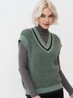 Жилет женский 7232-14115   690055/9621/02 антрацит/аспарагус/антрацит