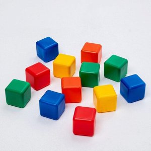 Кубики детские, пластиковые, цветные, 12 штук, 4 х 4 см