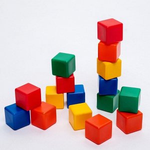 Кубики детские, пластиковые, цветные,16 штук, 6 x 6 см