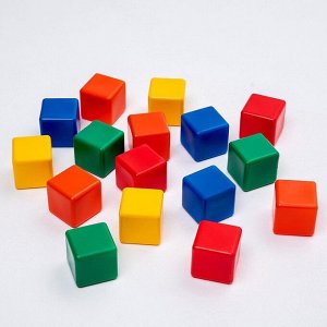 Кубики детские, пластиковые, цветные,16 штук, 6 x 6 см