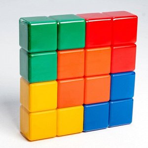 Кубики детские, пластиковые, цветные,16 штук, 6 x 6 см