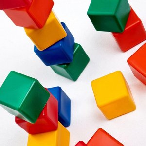 Кубики детские, пластиковые, цветные,16 штук, 6 x 6 см