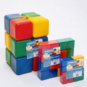 Кубики детские, пластиковые, цветные,16 штук, 6 x 6 см
