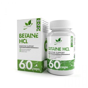 Добавки для здоровья NaturalSupp Betaine HCL 600mg 60 caps