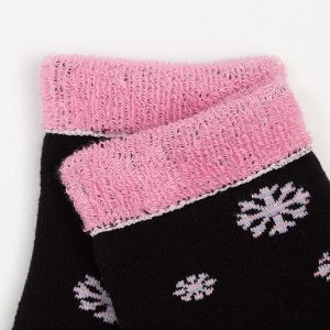 Носки женские махровые «Снежинки», цвет чёрный, размер 23-25