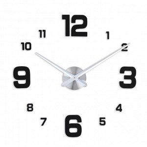 Часы-наклейка, серия: DIY, "Эндерлин", плавный ход, d-120 см, 1 ААА, серебристо-черные 2366727