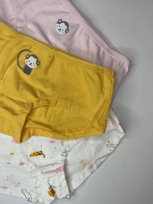 Трусы для девочек К1964 (желтый, неж.розовый, сахар, зоопарк)