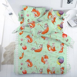 Комплект постельного белья в детскую кроватку, перкаль (Лисята)