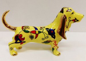 Собака 15,5 см, желтая фарфор