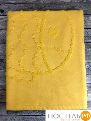 PL025/02 Пляжное полотенце BALIK 100% хлопок (90*150) желтый модель рыбка
