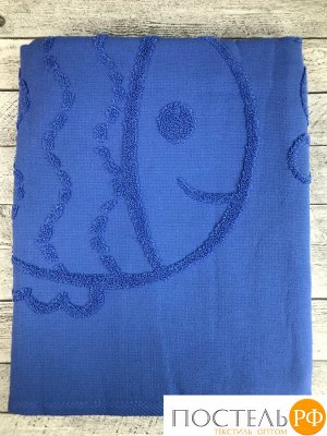 PL025/04 Пляжное полотенце BALIK 100% хлопок (90*150) синий модель рыбка