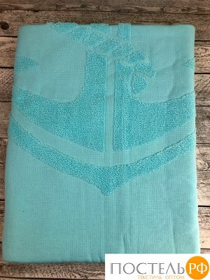 PL026/03 Пляжное полотенце CAPA 100% хлопок (90*150) голубой якорь