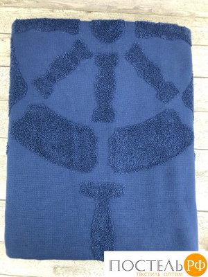 PL027/03 Пляжное полотенце DUMEN 100% хлопок (90*150) темно-синий штурвал