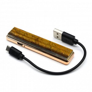 Электронная зажигалка USB с накладкой из тигрового глаза.