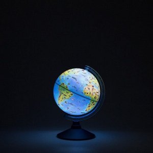 Глобус зоогеографический "Глобен", интерактивный, диаметр 210 мм, с подсветкой от батареек, с очками