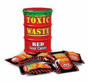 Кислые конфеты со вкусами груша, клюква, малина, клубника и красный виноград Toxic Waste "Red Drum" / Кислый токсик (Красная бочка) 42 гр