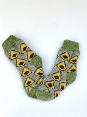 Носки вязаные "Авокадо" зеленого цвета