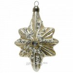 Стеклянная елочная игрушка Звезда Gallo Silver 12 см, подвеска (Kaemingk)