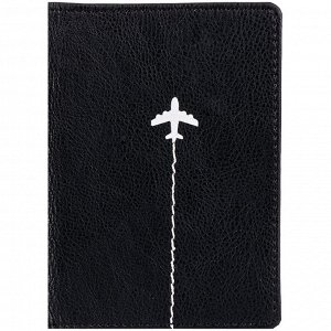 Обложка на паспорт Travel кожзам черная тиснение фольгой