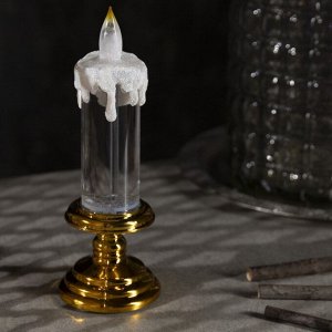 Светодиодная фигура «Свеча золотистая» 7 ? 20 ? 7 см, пластик, блёстки, батарейки АААх2 (не в комплекте), свечение тёплое белое