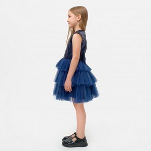 Платье для девочки с пайетками KAFTAN, размер 28 (86-92), цвет синий