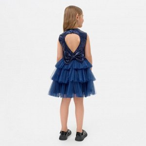 Платье для девочки с пайетками KAFTAN, размер 28 (86-92), цвет синий
