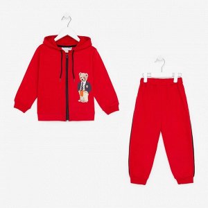 Комплект детский (толстовка, брюки), цвет красный МИКС, рост