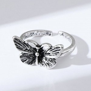 Кольцо "Настроение" бабочка, цвет серебро, безразмерное