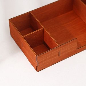 Салфетница деревянная Доляна, с отделениями под чай и специи, 24,5x13,5x5,5 см, коричневая