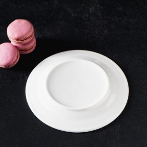 Тарелка фарфоровая десертная с утолщённым краем Доляна White Label, d=17,5 см, цвет белый