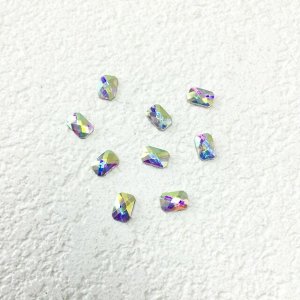 Стразы стекло "Прямоугольник" Голография Crystal AB, 4*6мм (10шт.)