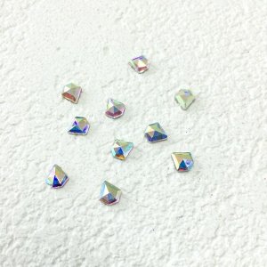 Стразы стекло "Бриллиант" Голография Crystal AB, 5*5мм (10шт.)