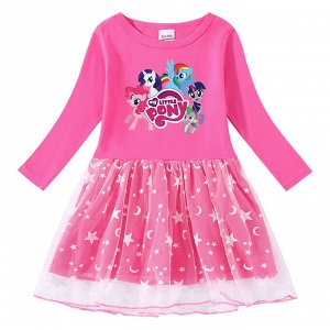 Детское платье с длинным рукавом "My Little Pony", цвет ярко-розовый