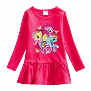 Детское платье с длинным рукавом "My Little Pony", цвет ярко-розовый