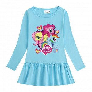 Детское платье с длинным рукавом "My Little Pony", цвет голубой