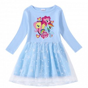 Детское платье с длинным рукавом "My Little Pony", цвет голубой