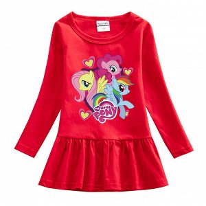Детское платье с длинным рукавом "My Little Pony", цвет красный