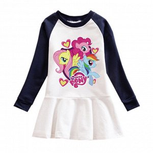 Детское платье с длинным рукавом "My Little Pony", цвет белый/темно-синий