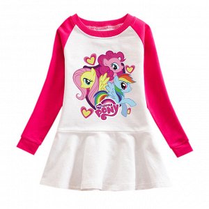 Детское платье с длинным рукавом "My Little Pony", цвет белый/ярко-розовый
