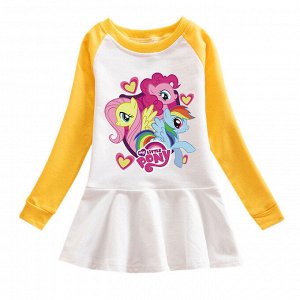 Детское платье с длинным рукавом "My Little Pony", цвет белый/желтый