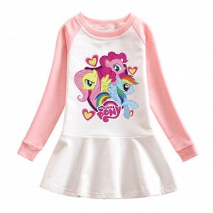 Детское платье с длинным рукавом "My Little Pony", цвет белый/светло-розовый