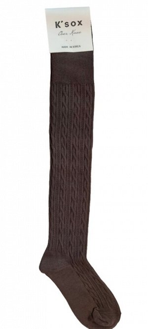 Гольфины коричневые однотонные с рисунком коса широкая резинка K'sox 1 пара (р. 23-25)