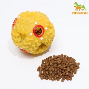 Квакающий мяч для собак большой, жёсткий, 9,5 см, жёлтый