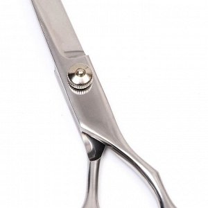 Ножницы для стрижки животных изогнутые с упором для пальца и прорезиненными ручками