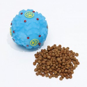 Квакающий мяч для собак, жёсткий, 7,5 см, голубой